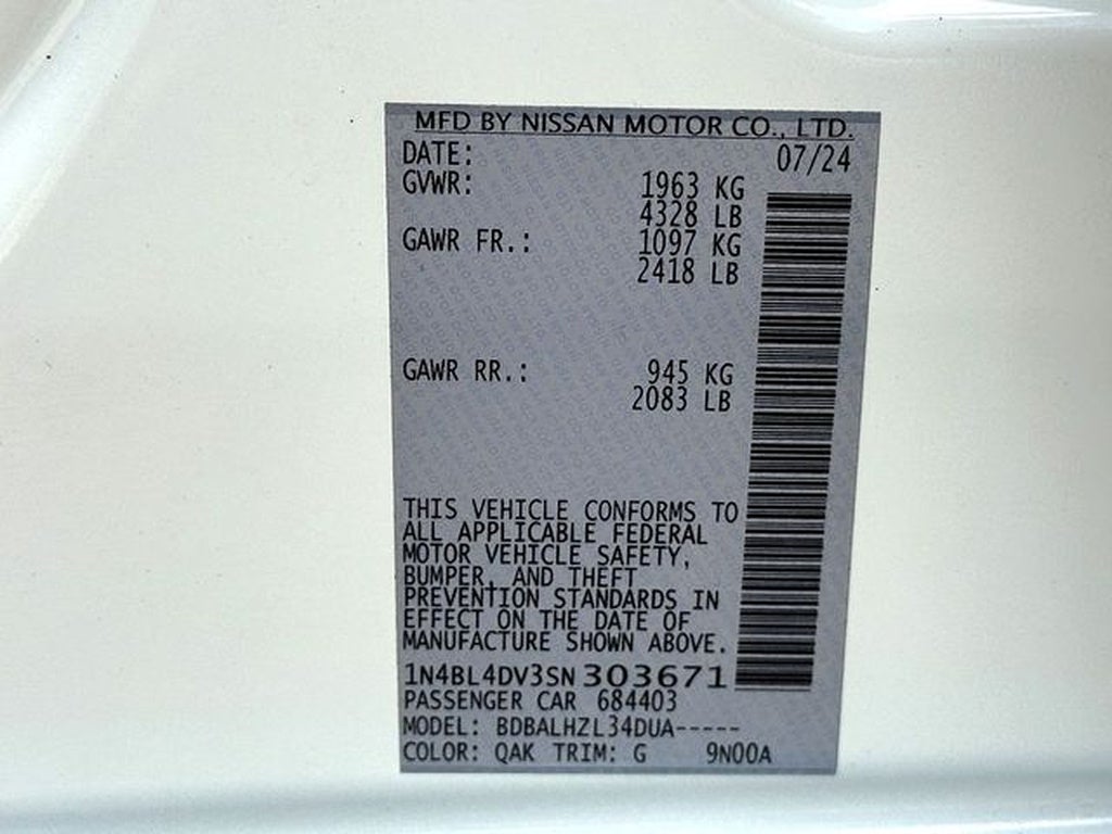 2025 Nissan Altima 2.5 SV