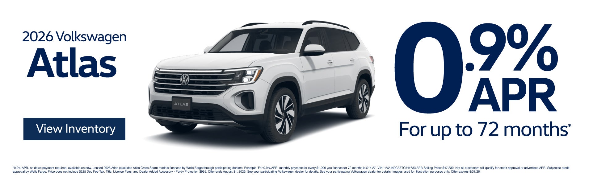 2026 Volkswagen Atlas - 0.9% APR for up to 72 months*