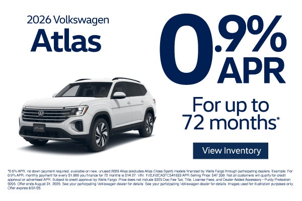 2026 Volkswagen Atlas - 0.9% APR for up to 72 months*